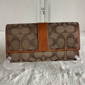 Coach Long Zip Wallet Vintage Leather Canvas